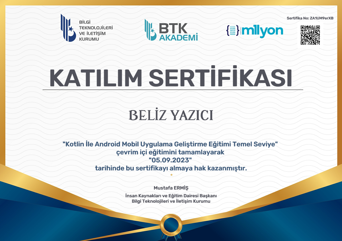 Kotlin Btk Certificate
